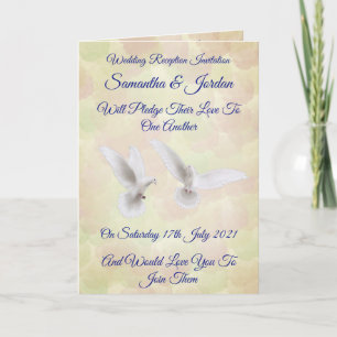 Romantique White Doves Réception Invitation