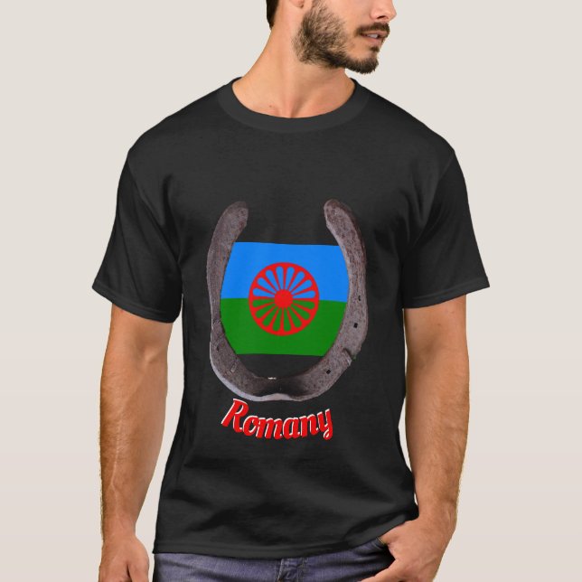 Romany gypsy flag horse shoe T-Shirt (Front)