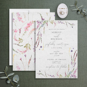 Romatic Watercolor Wildflower Calligraphy Wedding Invitation