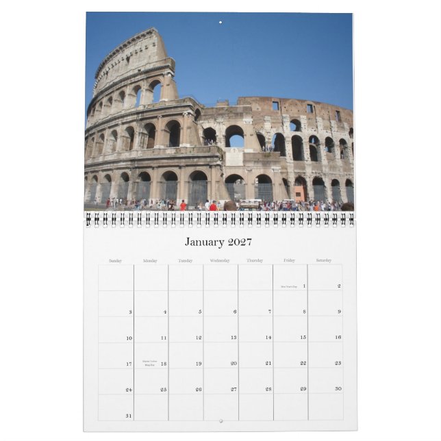 Rome 2008 calendar (Jan 2027)