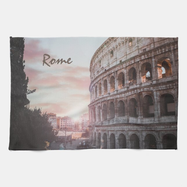 Rome Ancient Architecture sunset cityscape Kitchen Towel (Horizontal)