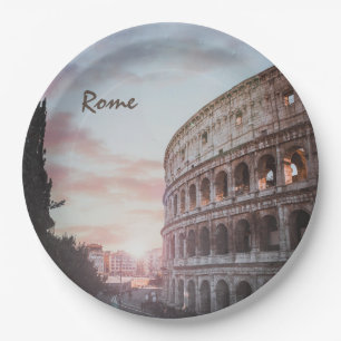 Rome Ancient Architecture sunset cityscape Paper Plate