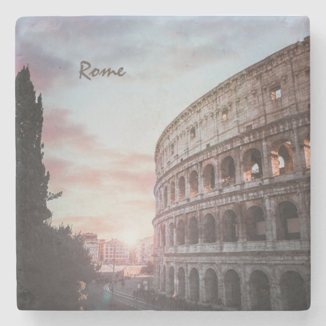 Rome Ancient Architecture sunset cityscape Stone Coaster (Front)