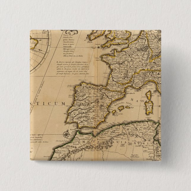Rome and Eastern Hemisphere 2 Inch Square Button (Front)