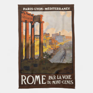 Rome at Dawn Par La Voie Travel Poster 1920 Kitchen Towel