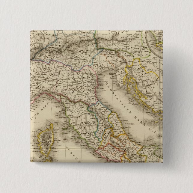 Rome Atlas Map 2 Inch Square Button (Front)