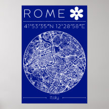 Rome Blueprint City Map Poster – Circular Design