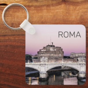 Rome Castel Sant'Angelo Bridge Sunset Panorama Lug Keychain