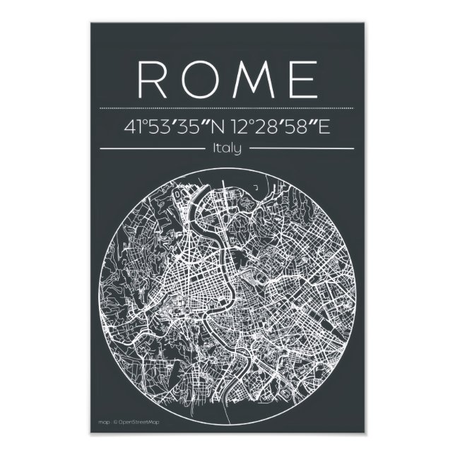 Rome Circular City Map Poster Minimal Urban Poster (Front)