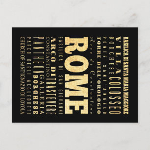 Rome City of Italy Typography Art Postcard