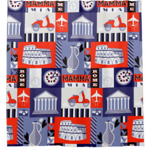 Rome city seamless decorative pattern design. Trav