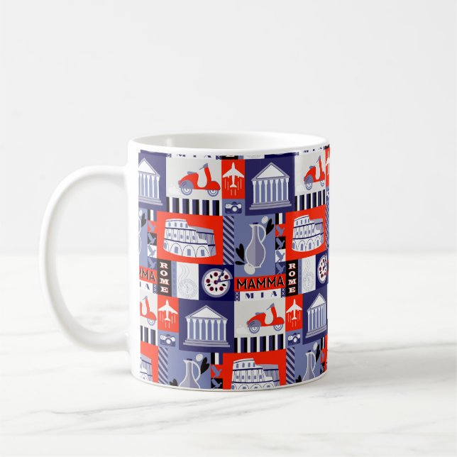 Rome city seamless decorative pattern design. Trav Coffee Mug (Left)