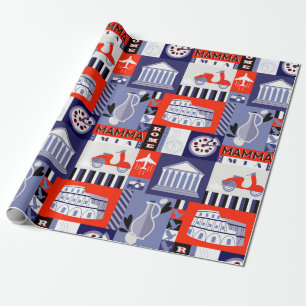 Rome city seamless decorative pattern design. Trav Wrapping Paper