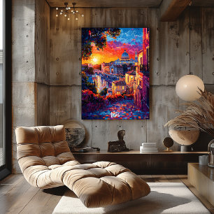 Rome City Skyline Poster – Historic Italian Art