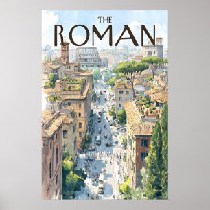 Rome City Street View Poster Colosseum Skyline