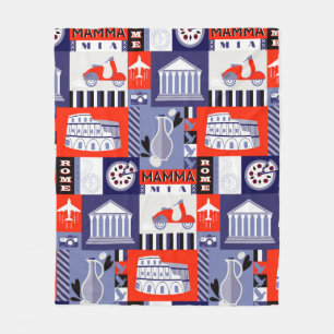 Rome city tubes decorative pattern design. Trav Fleece Blanket