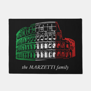 Rome Coliseum Italian Flag Personalized Doormat