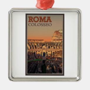 Rome - Colosseum and the Moon Metal Ornament