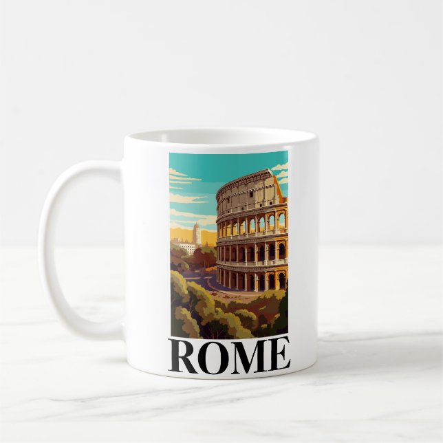 Rome Colosseum Italy Travel Illustration Coffee Mug (Left)