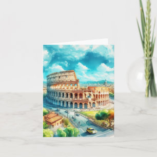 Rome Colosseum Italy Watercolor Card