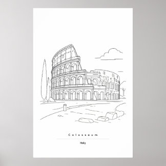 Rome Colosseum Minimalist Line Art Travel Poster