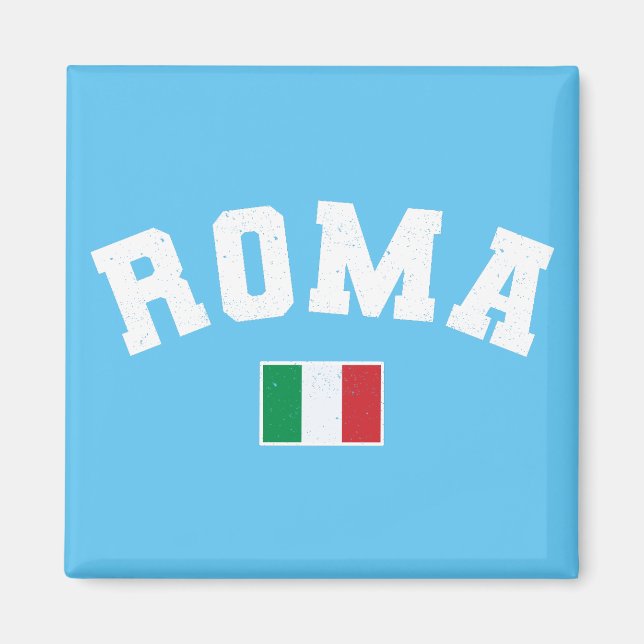 Rome Distressed Athletic Typography w Italian Flag Magnet (Front)