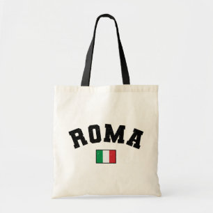 Rome Distressed Athletic Typography w Italian Flag Tote Bag
