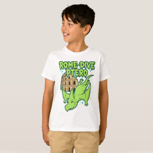 Rome-Dive Ptero Cute Dinosaur & Colosseum Travel A T-Shirt