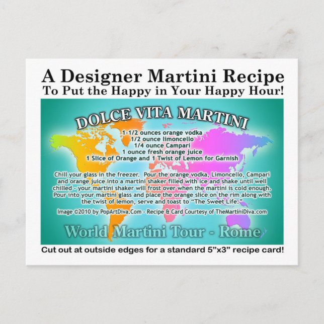 Rome Dolce Vita World Tour Martini Recipe Card (Front)