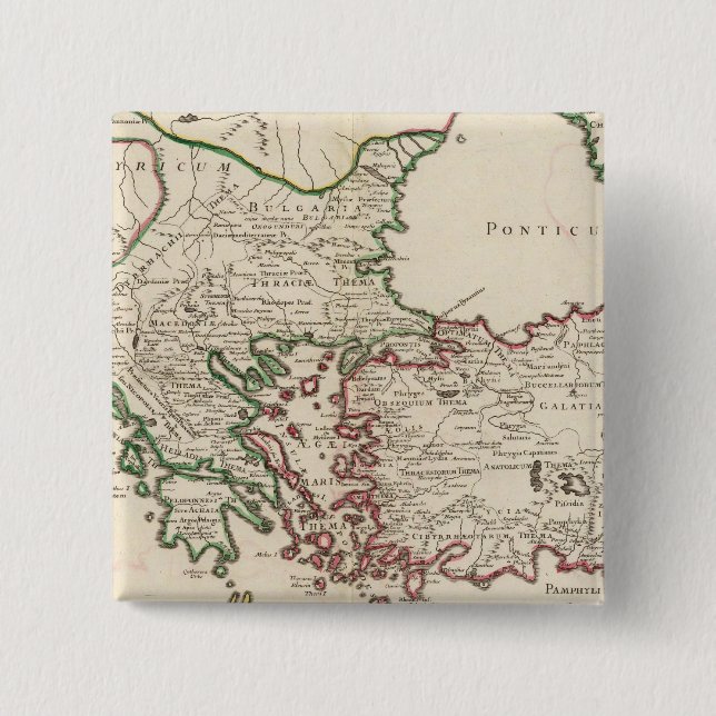 Rome, Greece, Turkey 3 2 Inch Square Button (Front)