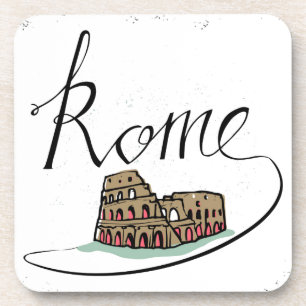 Rome Hand Lettered Design Coaster