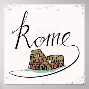 Rome Hand Lettered Design Poster