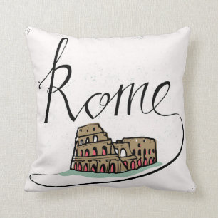 Rome Hand Lettered Design Throw Pillow