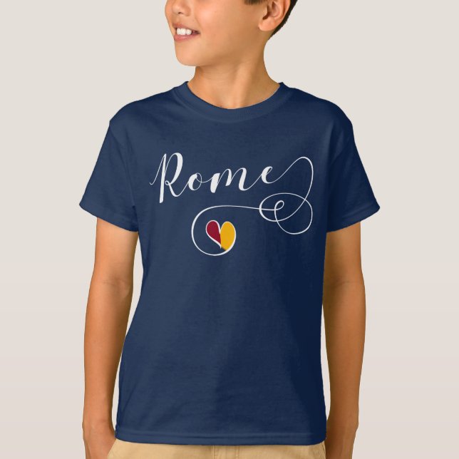 Rome Heart Tee Shirt, Italy, Roman Flag (Front)