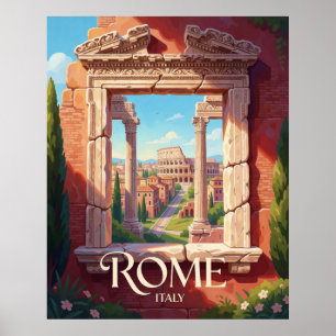 Rome Italy Ancient Architecture Historic City Scen Poster