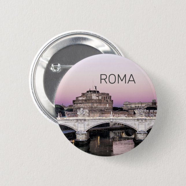 Rome Italy Castel Sant'Angelo Bridge Sunset 2 Inch Round Button (Front & Back)