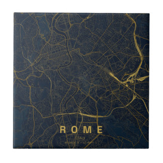 Rome Italy City Map Minimal Design Tile