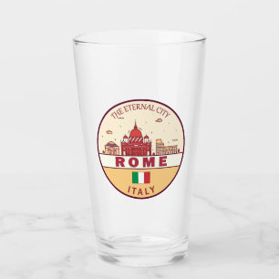 Rome Italy City Skyline Emblem Glass