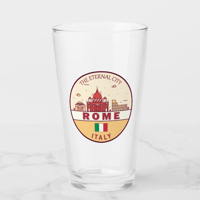Rome Italy City Skyline Emblem Glass (Front)