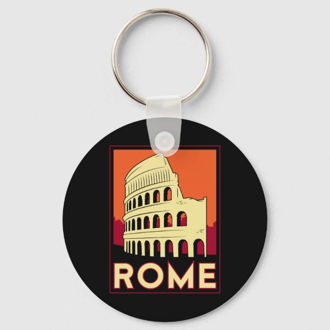 rome italy coliseum europe vintage retro travel keychain (Front)