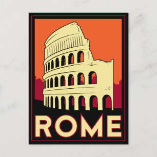 rome italy coliseum europe vintage retro travel postcard