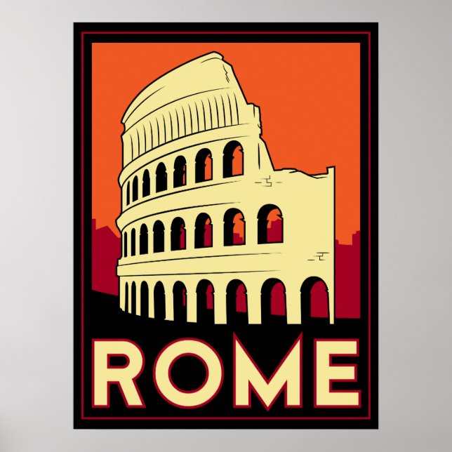 rome italy coliseum europe vintage retro travel poster (Front)
