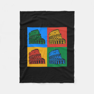 Rome Italy Colosseum Pop Art Colors Portrait Trave Fleece Blanket
