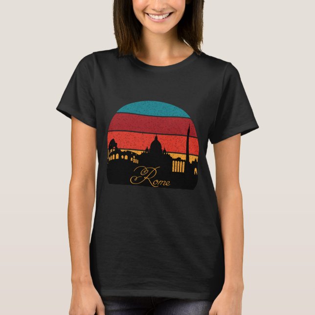 Rome Italy Colosseum Retro Travel T-Shirt (Front)