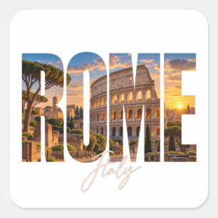 Rome Italy Colosseum Sunset Square Sticker