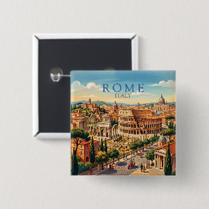 Rome Italy Colosseum Travel Art Vintage 2 Inch Square Button