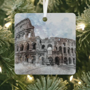 Rome Italy Colosseum Travel Art Vintage Metal Ornament