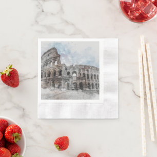 Rome Italy Colosseum Travel Art Vintage Napkin
