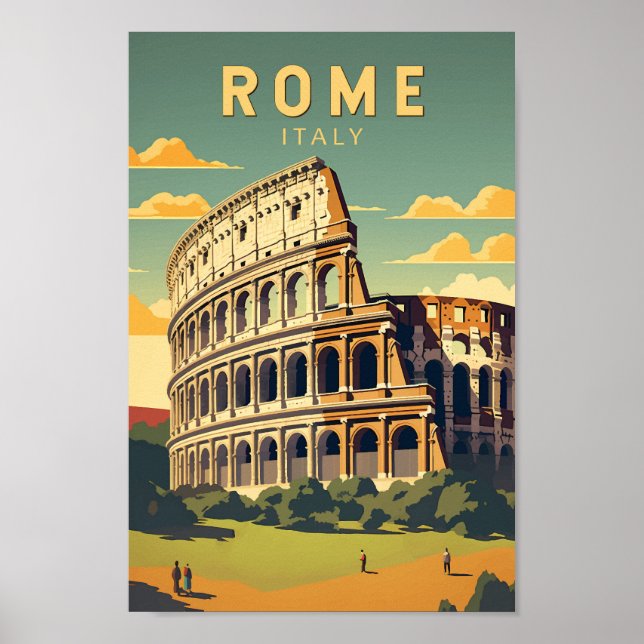 Rome Italy Colosseum Travel Art Vintage Poster (Front)
