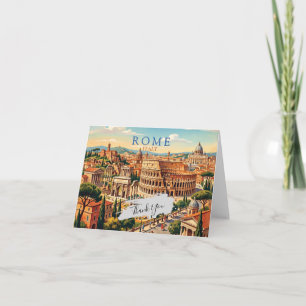 Rome Italy Colosseum Travel Art Vintage Thank You Card